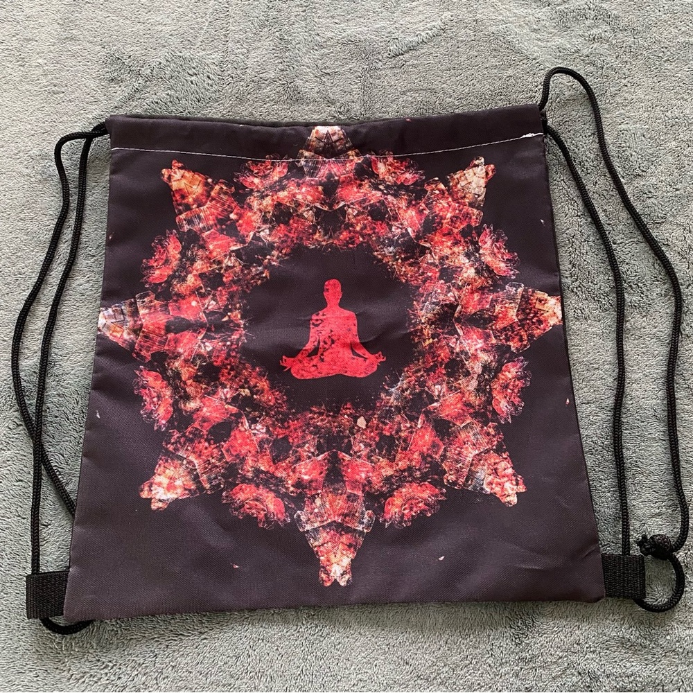 Yoga crystal meditation black and red drawstring bag NEW